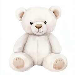 Obraz premium Adorable Watercolor Illustration of a Sitting Plush Teddy Bear Toy