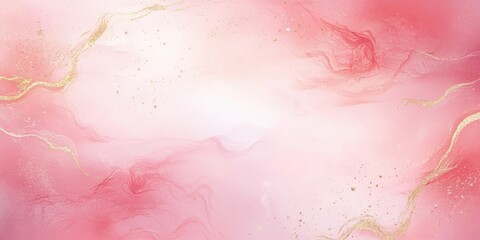 Watercolor Abstract Art Pink White Gradient Background with Gold Accents for Wedding Invitation and Decoration