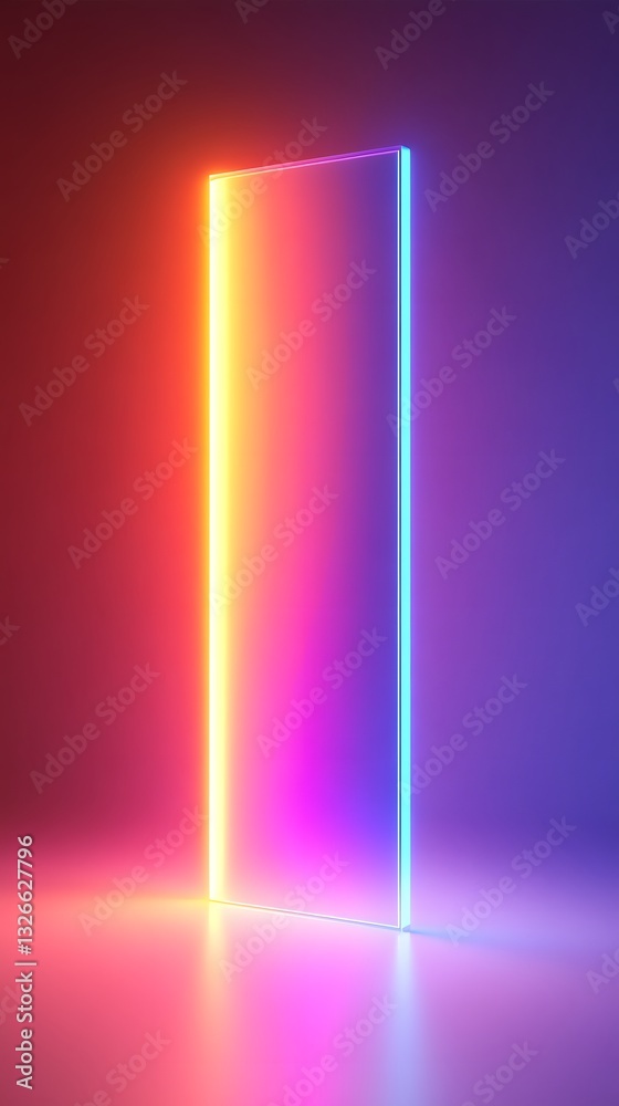 Poster Neon lights frame creating vibrant gradients background design