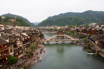 Landscape toujiang river and cityscape historic building with heritage architecture Reclining...