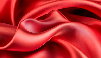 Obraz premium Rich, vibrant red satin fabric drapes in elegant folds
