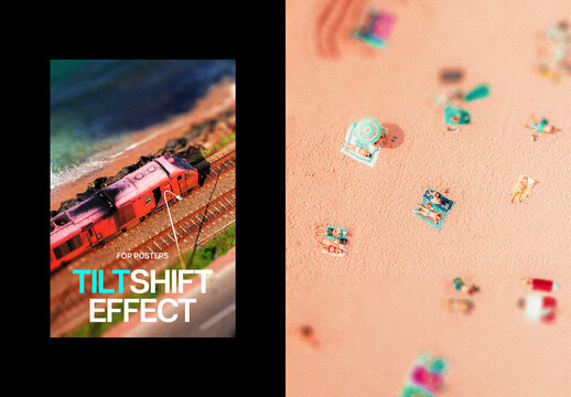 Tilt Shift Poster Photo Effect Mockup