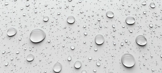 Transparent water droplets seamless pattern on white textured background clean minimalistic macro photography