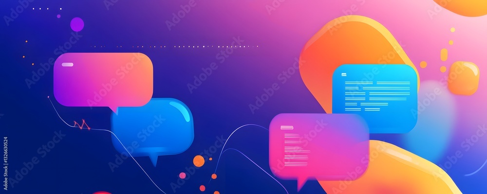 Poster Speech bubbles exchanging messages on gradient background