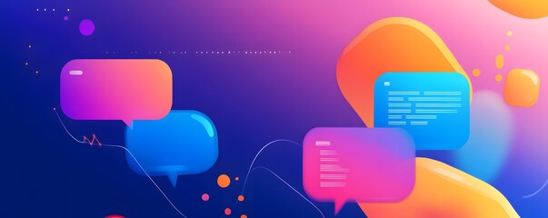 Speech bubbles exchanging messages on gradient background