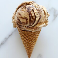 A sweet chocolate ice cream cone, a frozen summer treat