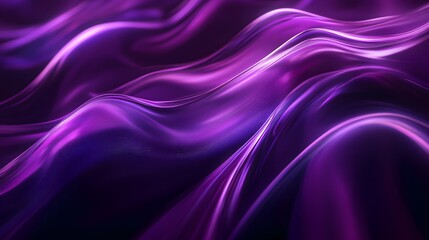Fototapeta premium Dark Purple Pulsating Waves on Canvas for Abstract Background in Midnight Black and Vibrant Purple Tones