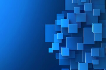 Fototapeta premium Abstract blue background with square shapes and space for text placement