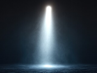 Futuristic Minimalistic Glowing Light Beam in Dark Background with Volumetric Spotlight Effect in Empty Studio Scene
