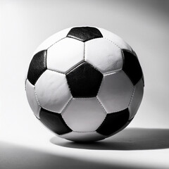 Black and White Football with Hexagonal Pattern on White Surface