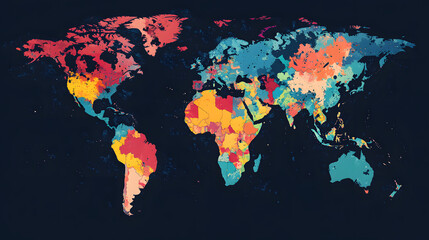 Fototapeta premium Detailed Earth Map with Countries, Political Illustration on Isolated Background