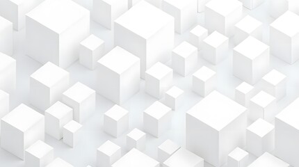 Obraz premium Modern 3D abstract background with white cubes, geometric pattern, depth, shadows, futuristic and minimalist design