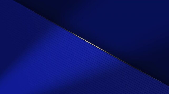 Abstract geometric shape royal blue and gold background video, looping animation