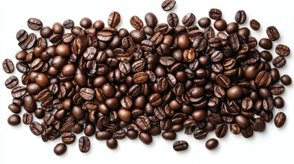 Obraz premium Realistic border frame close up of roasted Toasted Coffee beans isolated on white background