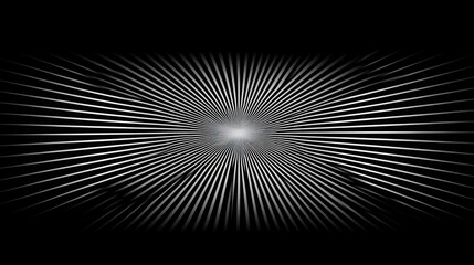 Abstract grayscale radial lines converging to bright center on black background.