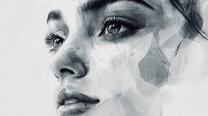 Obraz premium A realistic handmade sketch digital of a human portrait.