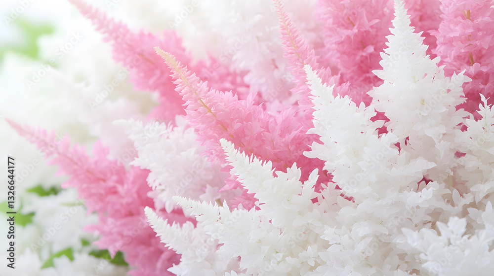 Poster a beautiful arrangement of delicate pink and white flowers, showcasing their intricate shapes and so