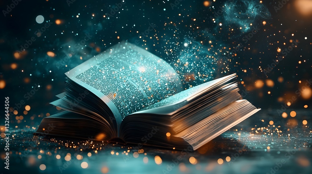 Poster Holographic Particle Accelerator Reveals Subatomic Collisions in Stunning Open Book Display A digital artwork showcasing the visualization of high speed particle interactions and data analysis within