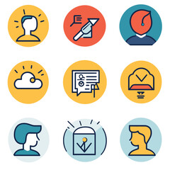 Modern Business and Technology Icon Set, Colorful, Creative Design Elements