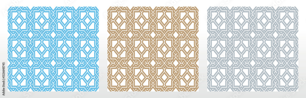 Aufkleber Set of abstract geometric patterns. Seamless vector backgrounds. Colored ornaments Graphic modern patterns Simple lattice graphic design