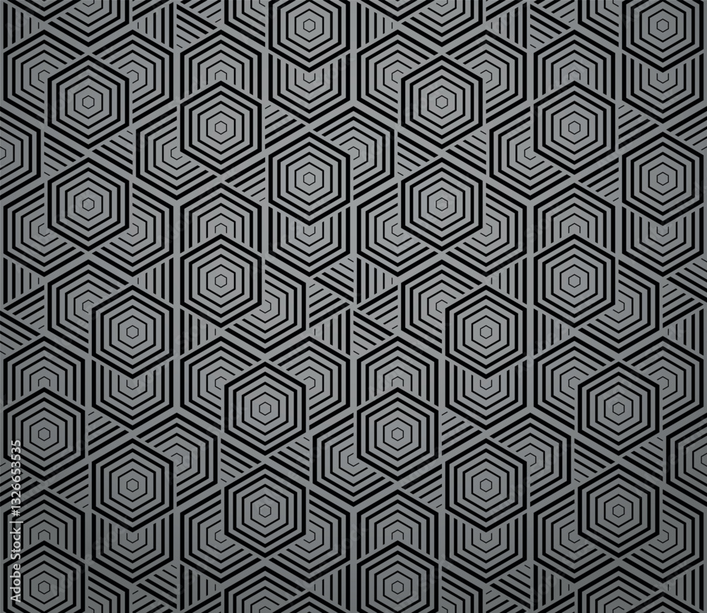 Poster abstract geometric pattern with stripes, lines. seamless vector background. gray and black ornament.
