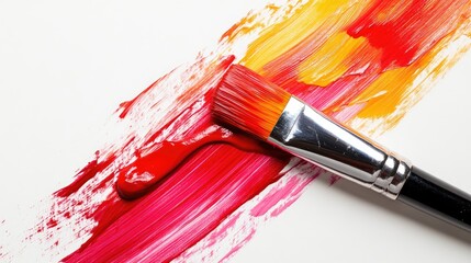 Obraz premium Paint Brush Stroke Across Page Isolated on White Background.