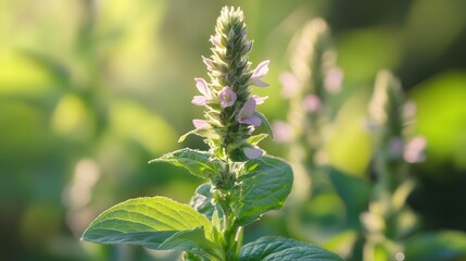 Justicia gendarussa blooming in sunlight: a close-up view of medicinal herb