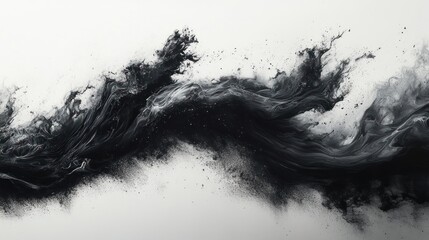 Abstract Monochrome Ink Splash Art Japanese Sumi-e Brush Strokes Traditional Zen Banner Wallpaper