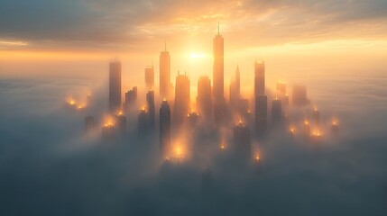 Fototapeta premium Dreamlike Cityscape: A Surreal Skyline Experience