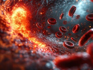 Blood Clot Formation Activated Platelets Fibrin Mesh Thrombus Red White Blood Cells Artery Damage Repair