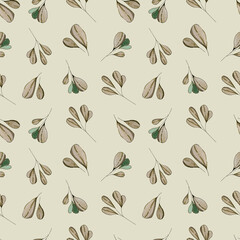 Watercolor seamless pattern with herbs and flowers. Romantic floral background. Fabric design.