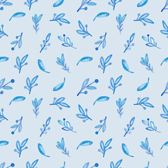 Watercolor seamless pattern with herbs and flowers. Romantic floral background. Fabric design.