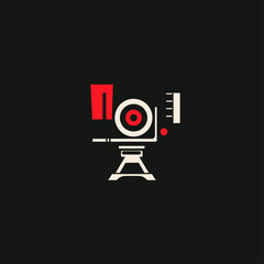 Minimalist Camera Icon on Black Background. Digital Photography Symbol.