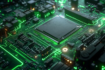 Obraz premium A detailed close up view of a computer circuit board