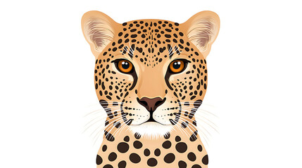 Leopard face illustration with detailed spots and expressive eyes