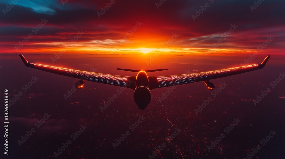 Poster a sophisticated drone operates at twilight, skillfully collecting telemetry and satellite signals wh