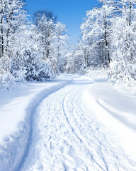 Winter wonderland snow-covered trail