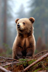 Obraz premium a photograph of an enormous grizzly bear standing on its h