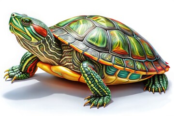 Fototapeta premium Fun turtle and pond slider coloring pages. Easy reptile and aquatic animal designs for kids' coloring books.