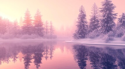 Fototapeta premium Soft sunrise reflections in pastel pink and frosted lavender plain background