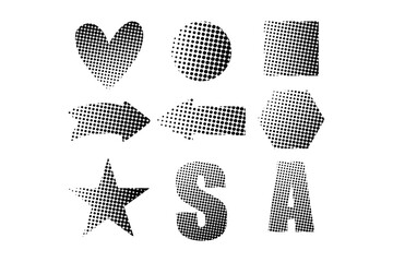 Halftone dotwork abstract elements