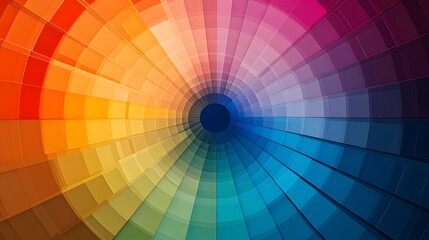 Colorful circular tunnel expanding from a dark center