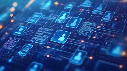 Social network connecting people with data showing through futuristic interface