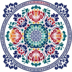 Colorful floral mandala design with intricate patterns
