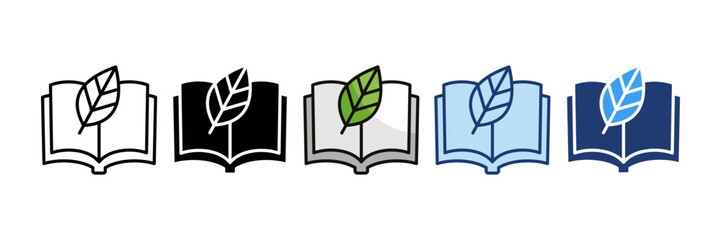 Naklejka premium Eco Library Icon Set Multiple Style Collection