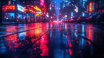 Fototapeta premium Cyberpunk Night Cityscape Illustration Futuristic Urban Landscape Dystopian Digital Art