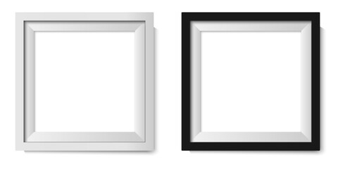 Two square photo frames on a white background. Empty frames. Vector illustration