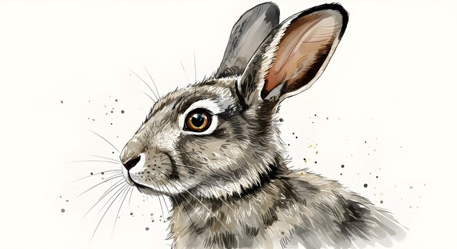 Retrato de conejo en acuarela: elegante arte animal pintado a mano