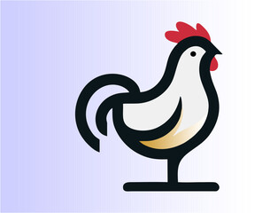 Colorful Cartoon Rooster Icon - Simple Animal Illustration