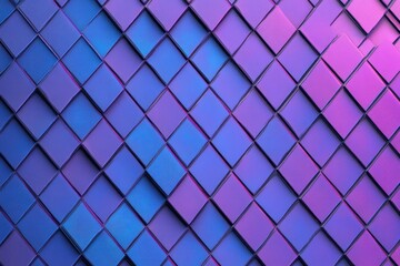 Fototapeta premium Seamless Geometric Pattern of Dragon Scale Tiles Futuristic Bump Mapping Texture with Purple and Blue Gradient
